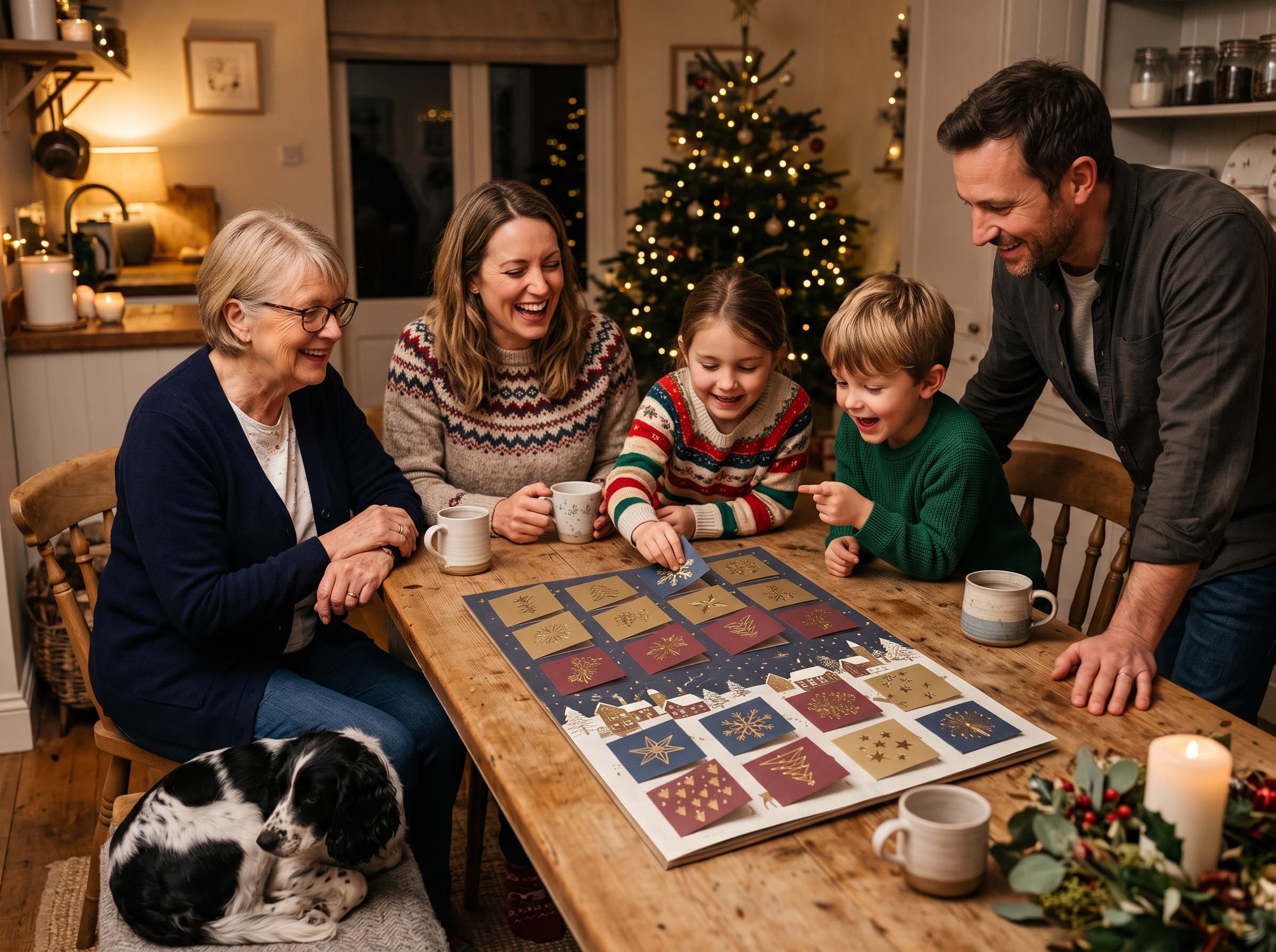 Family memories gathered around a kitchen table